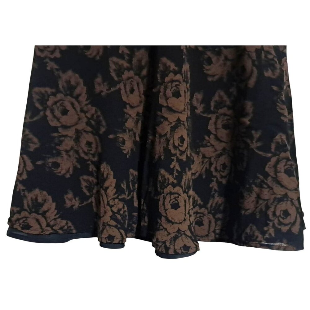VTG 90s GAP Floral Mini Skirt Size 8 Side Zip Y2K Black Rose Scallop Ray - Picture 5 of 7